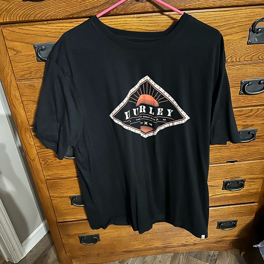 Hurley Black Short Sleeve Tee with Diamond Logo